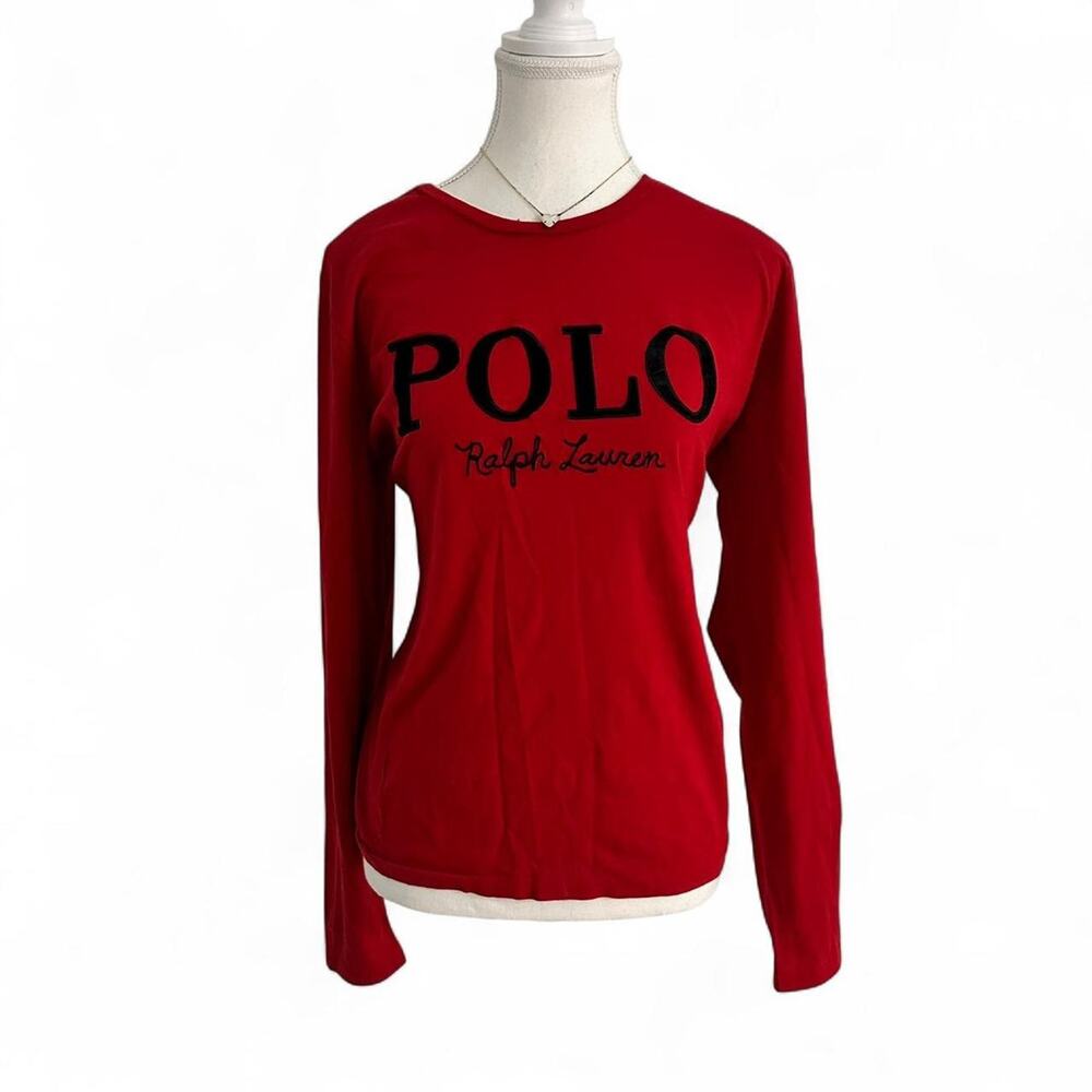 Red Ralph Lauren Polo Embroidered Lightweight Long sleeve Cotton Size Large - Picture 1 of 5